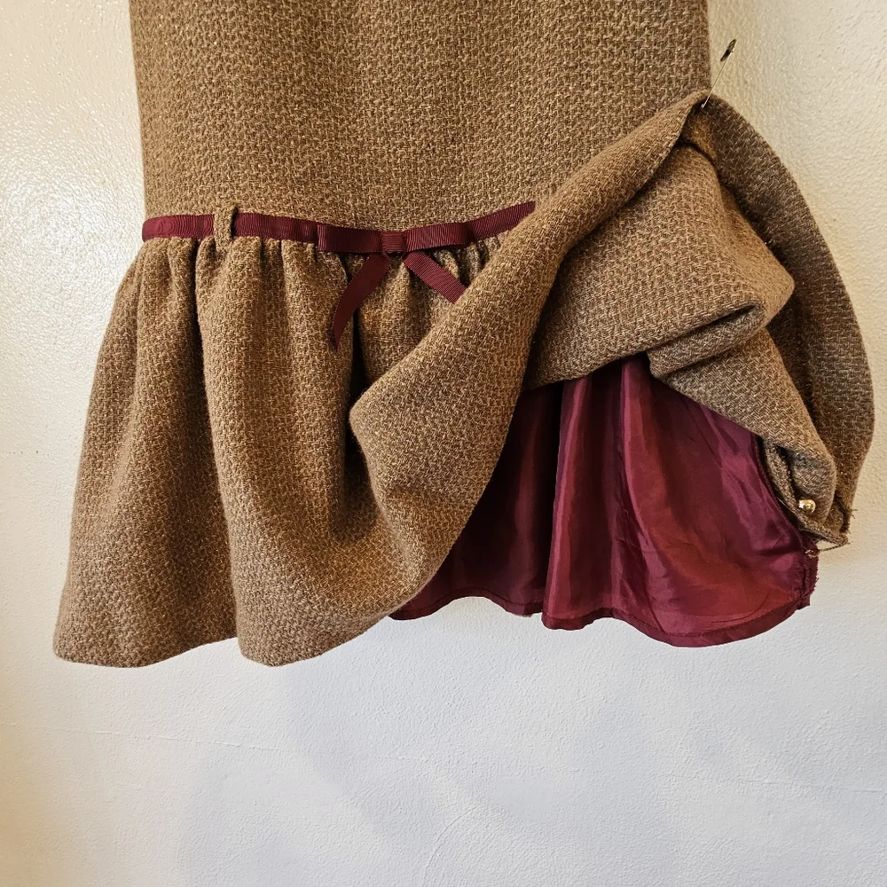 JANIE AND JACK SIZE 5 BROWN TWEED AND MAROON GIRL'S CHRISTMAS/HOLIDAY JUMPER - Picture 6 of 8